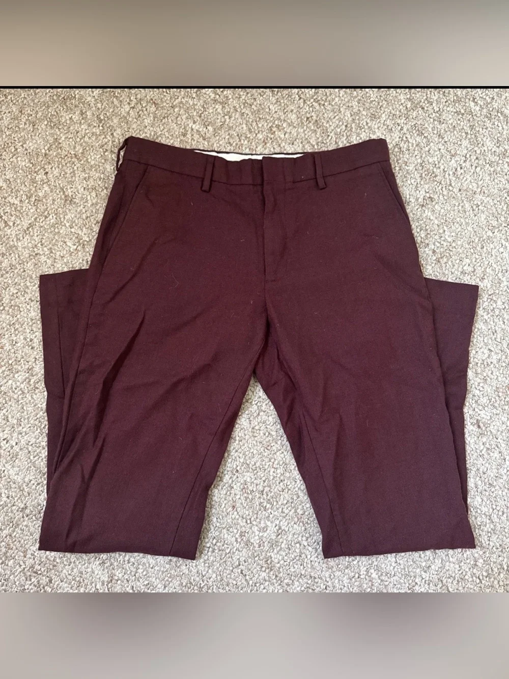 J. Crew Men's Burgundy Wool Bowery Dress Pants 31x30